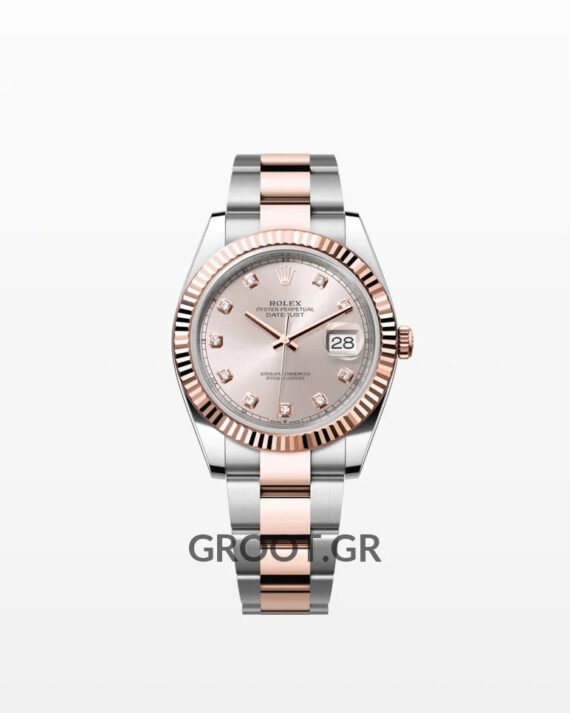 Rolex Datejust Sundust Diamonds Dial Rose Gold Oyster 41Mm