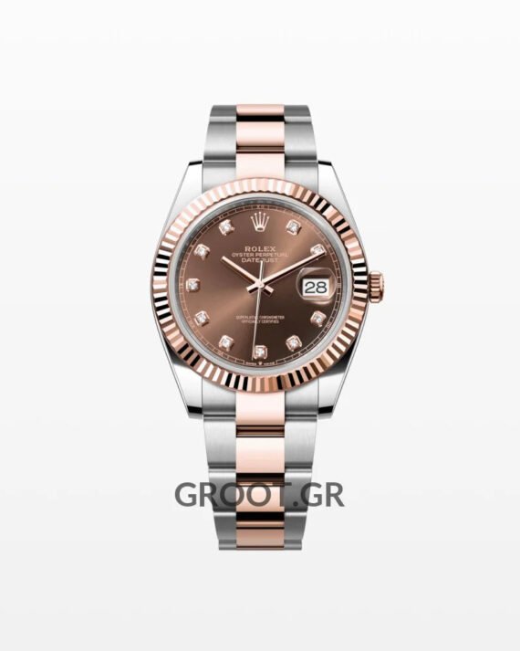 Rolex Datejust Two Tone Pink Gold Chocolate Dial Oyster 41Mm