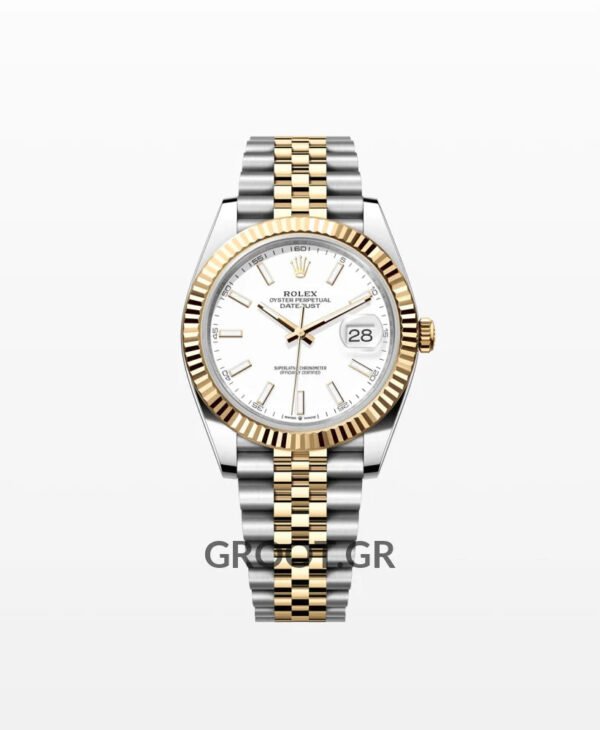 Rolex Datejust Two Tone Yellow Gold White Dial Jubilee 41Mm