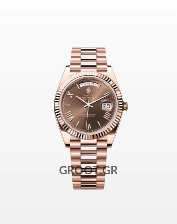 Rolex Day-Date Chocolate Roman Dial Everose Gold President 40Mm