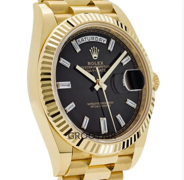 Rolex Day-Date Yellow Gold Black Diamond Dial 40Mm