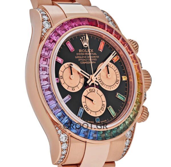 Rolex Daytona Rose Gold Rainbow Diamond Black & Pink Dial 40Mm