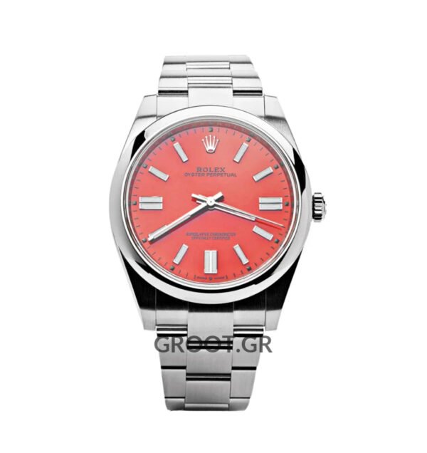 Rolex Oyster Perpetual Coral Red Dial 41Mm