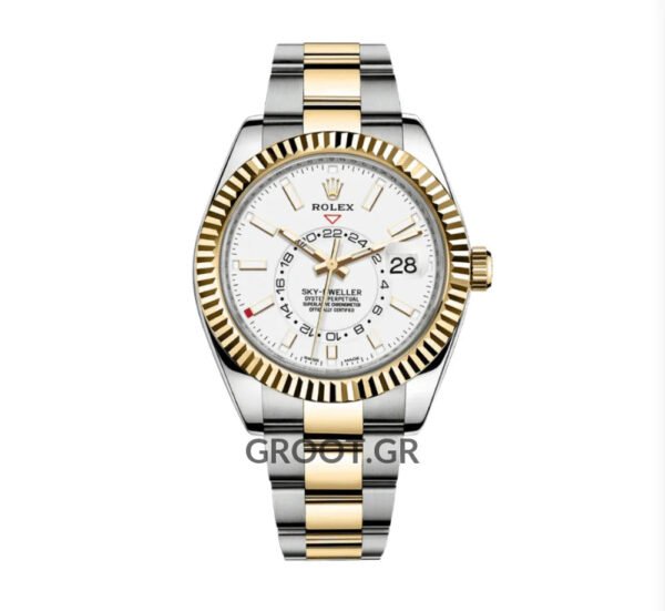 Rolex Sky-Dweller Steel Yellow Gold White Dial Oyster 42Mm