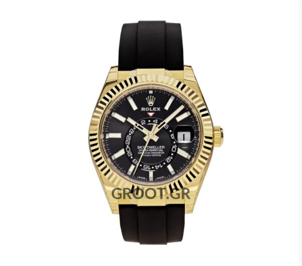 Sky-Dweller Black Dial Yellow Gold With Rubber 42Mm